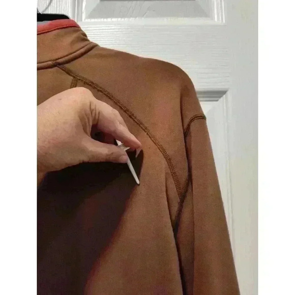 TOMMY BAHAMA Men’s 1/4 Zip Brown Pullover Sweater 100% Pima Cotton Size LARGE - Picture 7 of 9